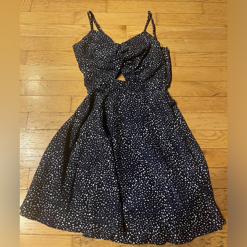 navy blue backless dress